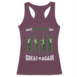 Make St Patrick's Day Great Again Shamrock Trump Racerback Tank Top American Flag TS10 Maroon Print Your Wear
