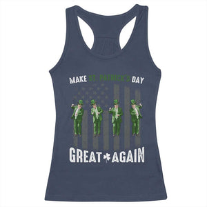 Make St Patrick's Day Great Again Shamrock Trump Racerback Tank Top American Flag TS10 Navy Print Your Wear
