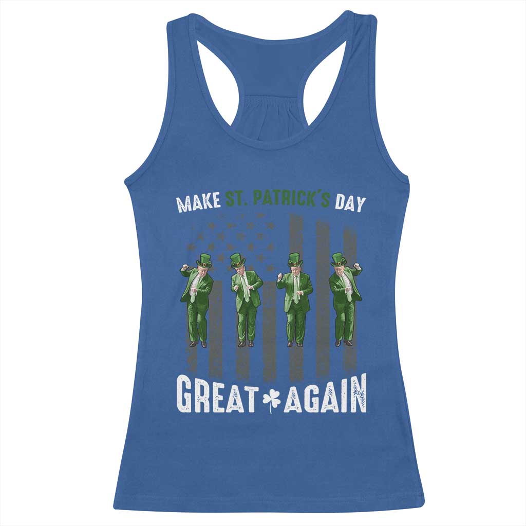 Make St Patrick's Day Great Again Shamrock Trump Racerback Tank Top American Flag TS10 Royal Blue Print Your Wear