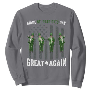 Make St Patrick's Day Great Again Shamrock Trump Sweatshirt American Flag TS10 Charcoal Print Your Wear