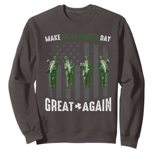 Make St Patrick's Day Great Again Shamrock Trump Sweatshirt American Flag TS10 Dark Chocolate Print Your Wear