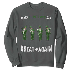 Make St Patrick's Day Great Again Shamrock Trump Sweatshirt American Flag TS10 Dark Heather Print Your Wear
