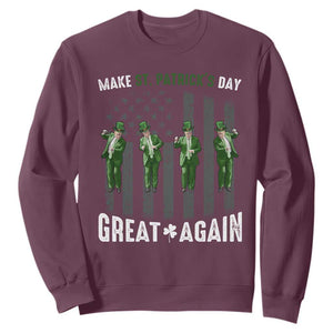Make St Patrick's Day Great Again Shamrock Trump Sweatshirt American Flag TS10 Maroon Print Your Wear