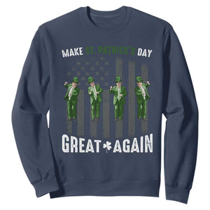 Make St Patrick's Day Great Again Shamrock Trump Sweatshirt American Flag TS10 Navy Print Your Wear