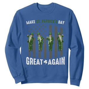 Make St Patrick's Day Great Again Shamrock Trump Sweatshirt American Flag TS10 Royal Blue Print Your Wear