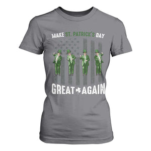 Make St Patrick's Day Great Again Shamrock Trump T Shirt For Women American Flag TS10 Charcoal Print Your Wear