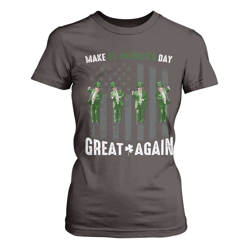 Make St Patrick's Day Great Again Shamrock Trump T Shirt For Women American Flag TS10 Dark Chocolate Print Your Wear