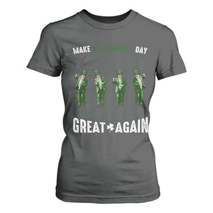Make St Patrick's Day Great Again Shamrock Trump T Shirt For Women American Flag TS10 Dark Heather Print Your Wear