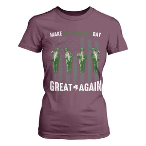 Make St Patrick's Day Great Again Shamrock Trump T Shirt For Women American Flag TS10 Maroon Print Your Wear