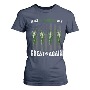 Make St Patrick's Day Great Again Shamrock Trump T Shirt For Women American Flag TS10 Navy Print Your Wear