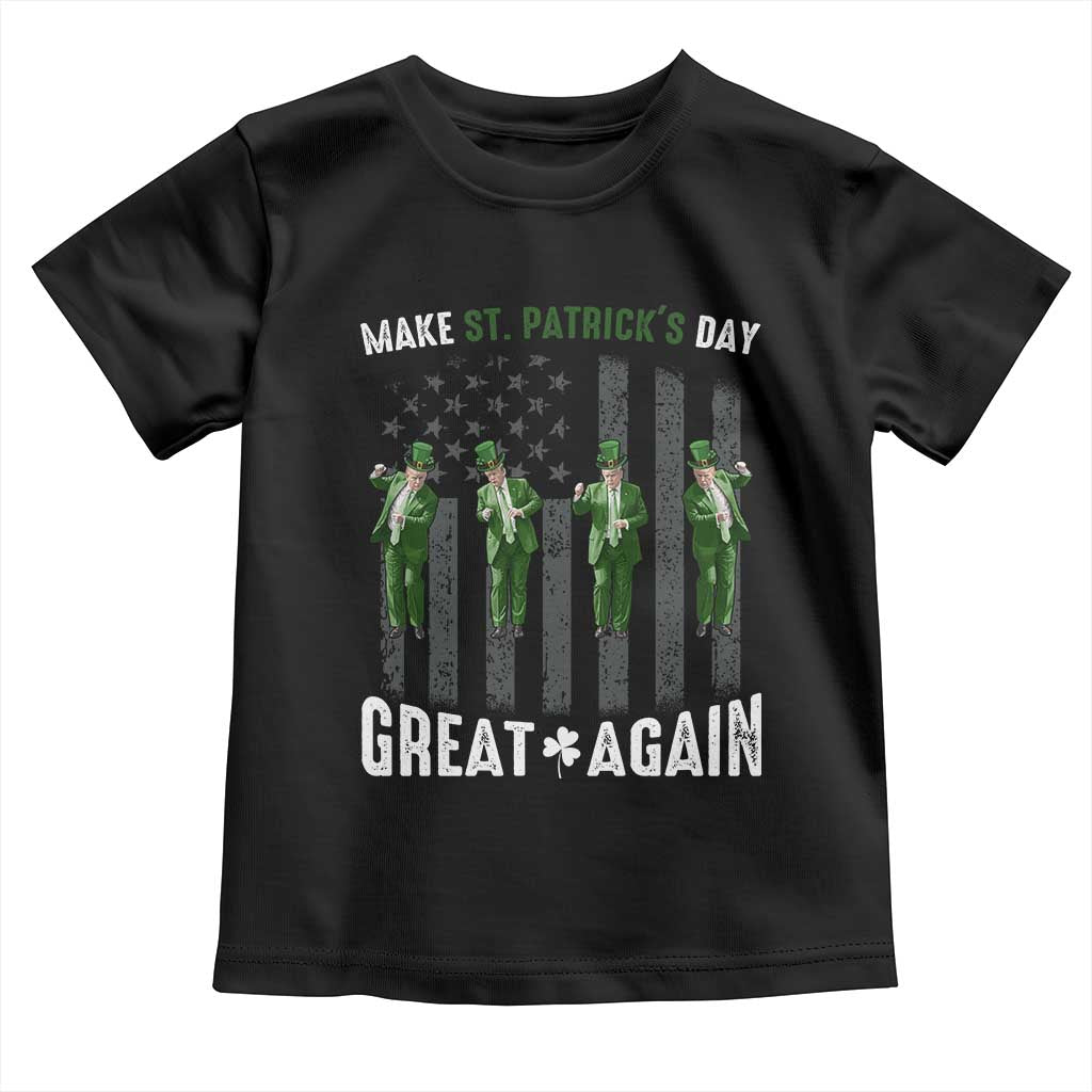 Make St Patrick's Day Great Again Shamrock Trump Toddler T Shirt American Flag TS10 Black Print Your Wear
