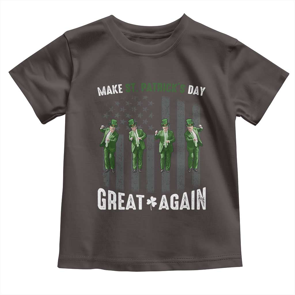Make St Patrick's Day Great Again Shamrock Trump Toddler T Shirt American Flag TS10 Dark Chocolate Print Your Wear