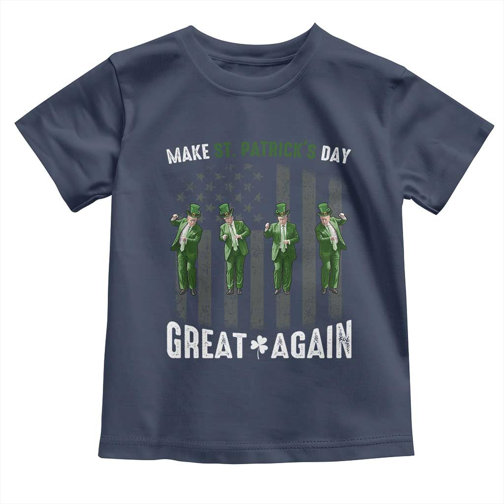Make St Patrick's Day Great Again Shamrock Trump Toddler T Shirt American Flag TS10 Navy Print Your Wear