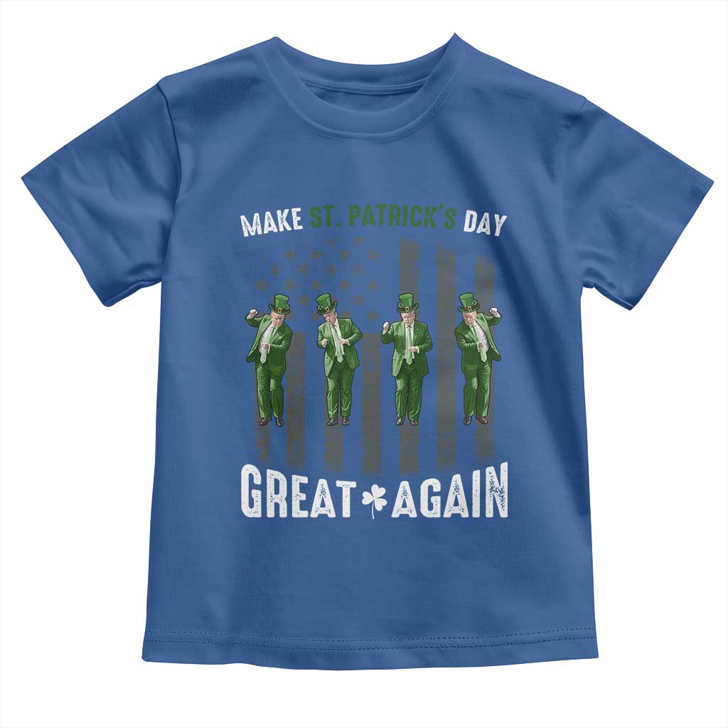 Make St Patrick's Day Great Again Shamrock Trump Toddler T Shirt American Flag TS10 Royal Blue Print Your Wear