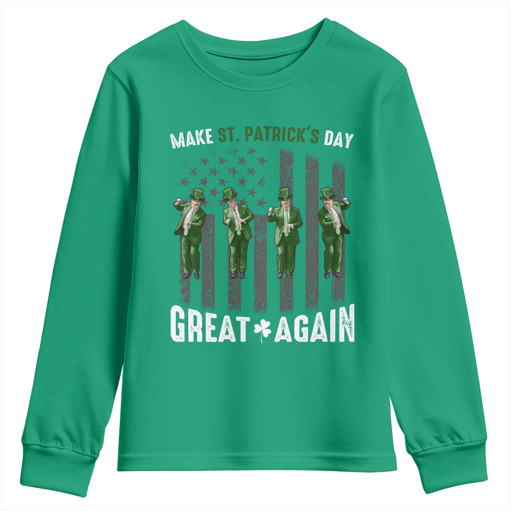 Make St Patrick's Day Great Again Shamrock Trump Youth Sweatshirt American Flag TS10 Irish Green Print Your Wear