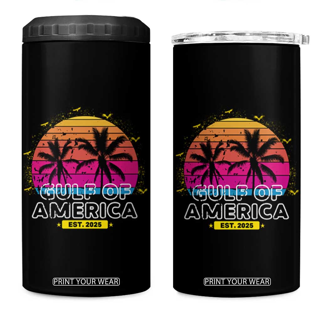 Welcome To America's Gulf 4 in 1 Can Cooler Tumbler Est 2025 Retro Vintage Summer Vibes TS10 One Size: 16 oz Black Print Your Wear
