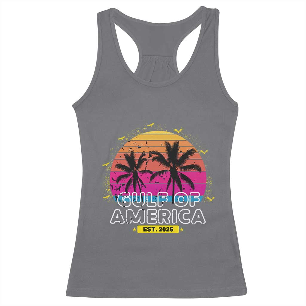 Welcome To America's Gulf Racerback Tank Top Est 2025 Retro Vintage Summer Vibes TS10 Charcoal Print Your Wear