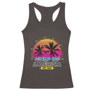 Welcome To America's Gulf Racerback Tank Top Est 2025 Retro Vintage Summer Vibes TS10 Dark Chocolate Print Your Wear