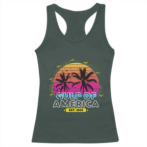 Welcome To America's Gulf Racerback Tank Top Est 2025 Retro Vintage Summer Vibes TS10 Dark Forest Green Print Your Wear
