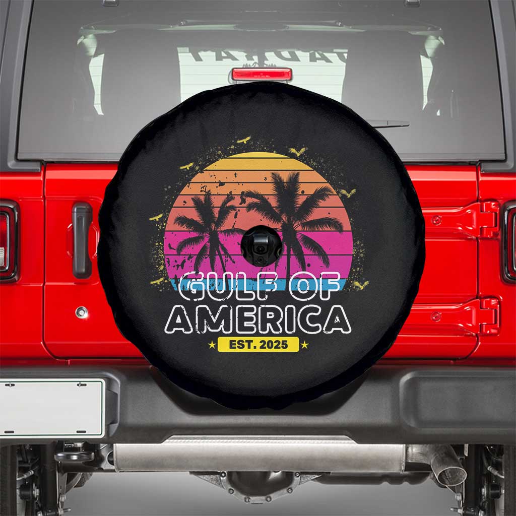 Welcome To America's Gulf Spare Tire Cover Est 2025 Retro Vintage Summer Vibes TS10 Black Print Your Wear