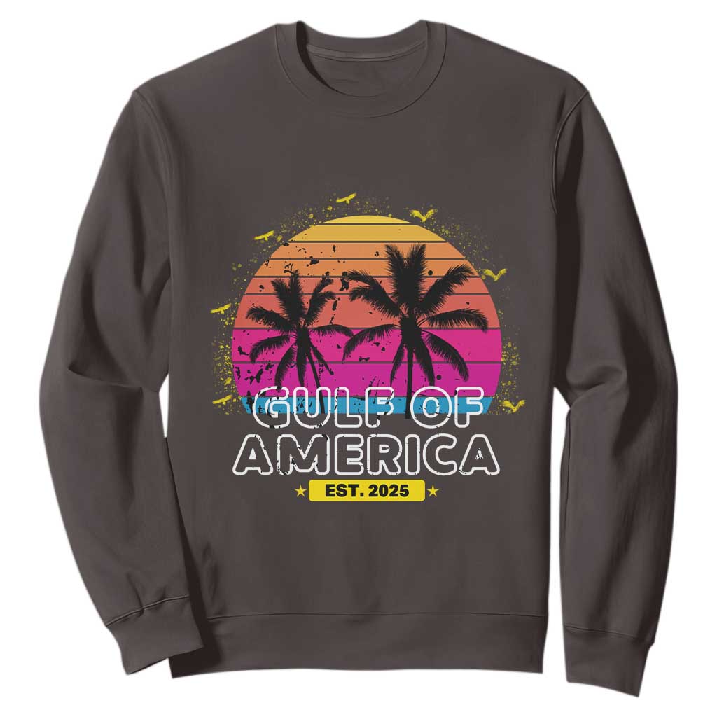 Welcome To America's Gulf Sweatshirt Est 2025 Retro Vintage Summer Vibes TS10 Dark Chocolate Print Your Wear