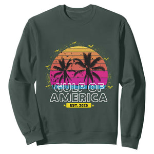 Welcome To America's Gulf Sweatshirt Est 2025 Retro Vintage Summer Vibes TS10 Dark Forest Green Print Your Wear