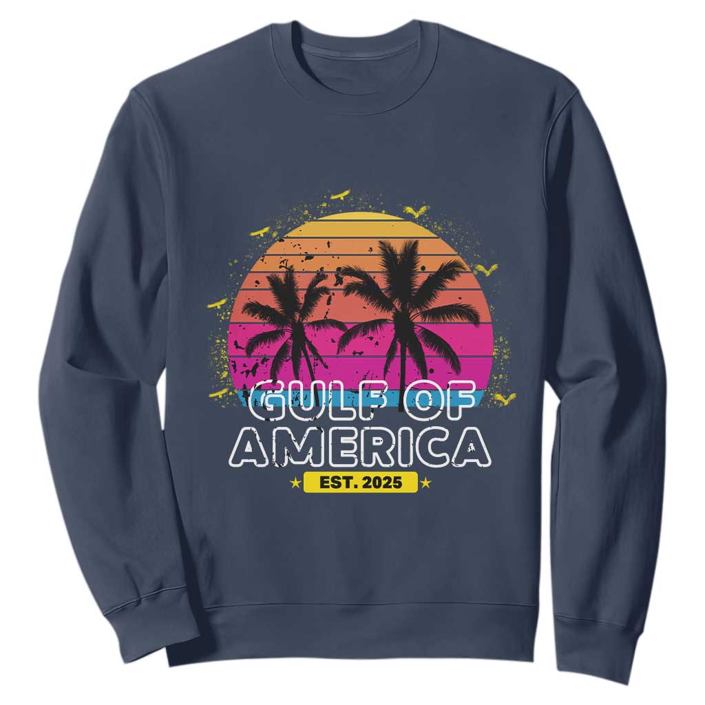 Welcome To America's Gulf Sweatshirt Est 2025 Retro Vintage Summer Vibes TS10 Navy Print Your Wear