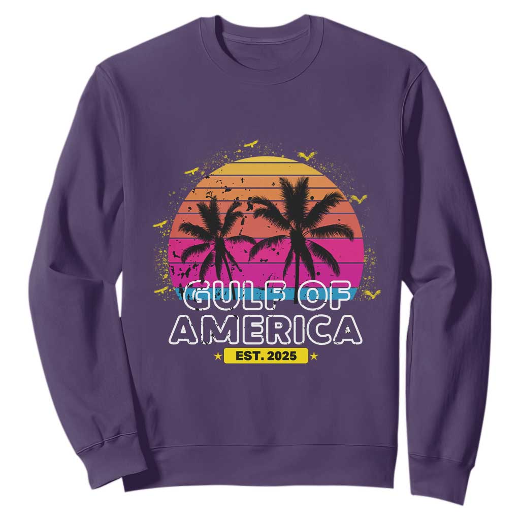 Welcome To America's Gulf Sweatshirt Est 2025 Retro Vintage Summer Vibes TS10 Purple Print Your Wear