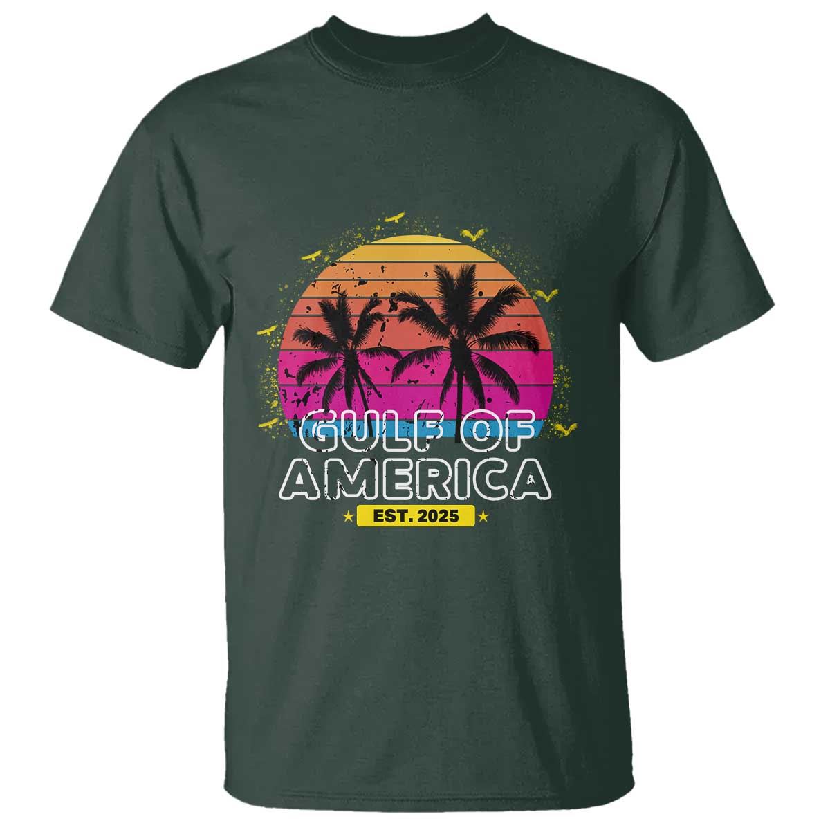 Welcome To America's Gulf T Shirt Est 2025 Retro Vintage Summer Vibes TS10 Dark Forest Green Print Your Wear