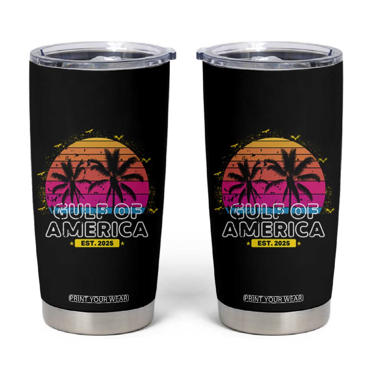 Welcome To America's Gulf Tumbler Cup Est 2025 Retro Vintage Summer Vibes TS10 Black Print Your Wear