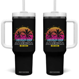Welcome To America's Gulf Tumbler With Handle Est 2025 Retro Vintage Summer Vibes TS10 One Size: 40 oz Black Print Your Wear