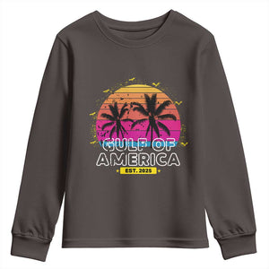 Welcome To America's Gulf Youth Sweatshirt Est 2025 Retro Vintage Summer Vibes TS10 Dark Chocolate Print Your Wear