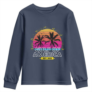 Welcome To America's Gulf Youth Sweatshirt Est 2025 Retro Vintage Summer Vibes TS10 Navy Print Your Wear