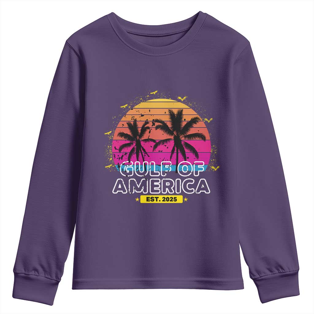 Welcome To America's Gulf Youth Sweatshirt Est 2025 Retro Vintage Summer Vibes TS10 Purple Print Your Wear