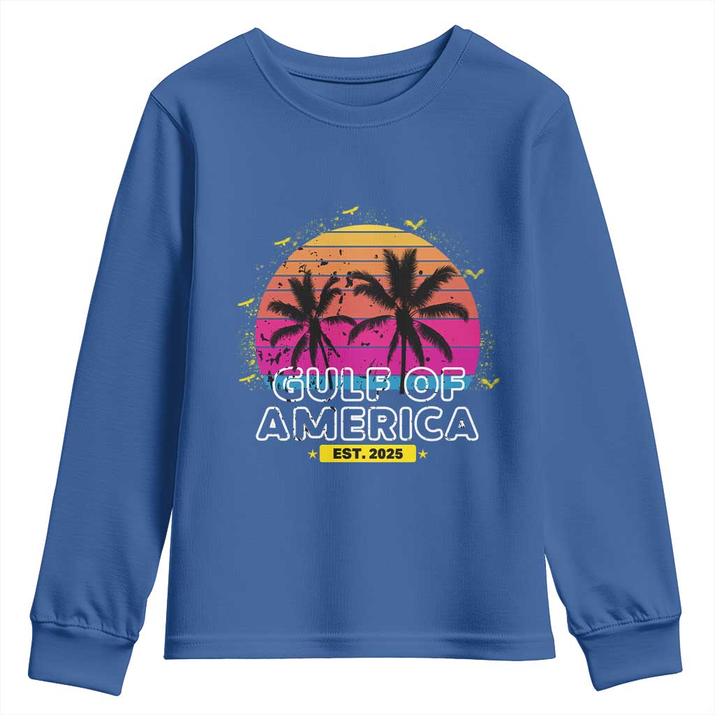Welcome To America's Gulf Youth Sweatshirt Est 2025 Retro Vintage Summer Vibes TS10 Royal Blue Print Your Wear