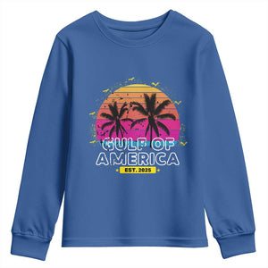 Welcome To America's Gulf Youth Sweatshirt Est 2025 Retro Vintage Summer Vibes TS10 Royal Blue Print Your Wear