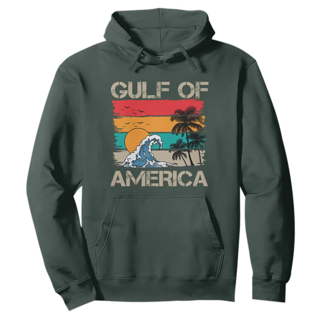 Gulf Of USA Hoodie Funny Beach Summer Vacation Retro Vintage TS10 Dark Forest Green Print Your Wear