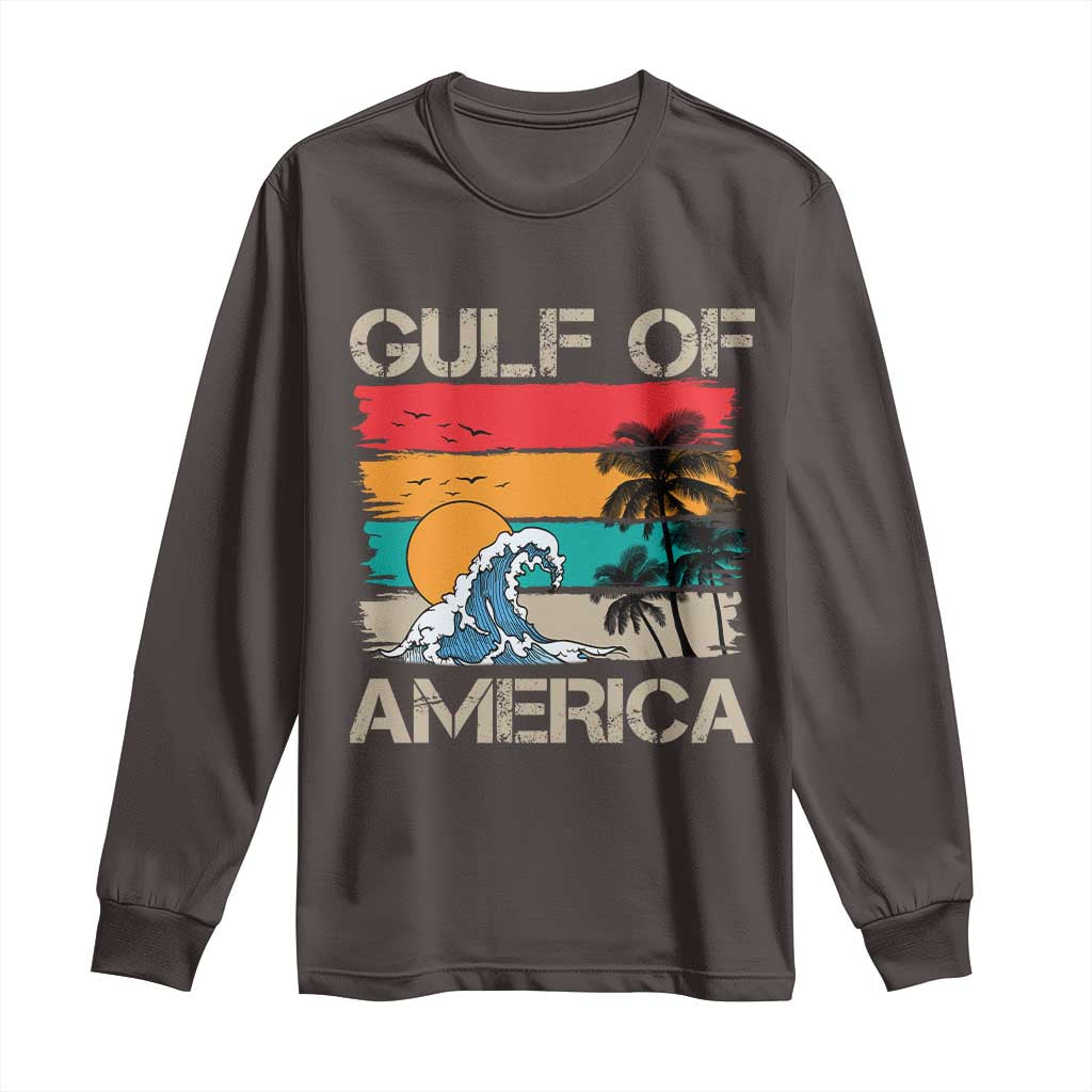 Gulf Of USA Long Sleeve Shirt Funny Beach Summer Vacation Retro Vintage TS10 Dark Chocolate Print Your Wear