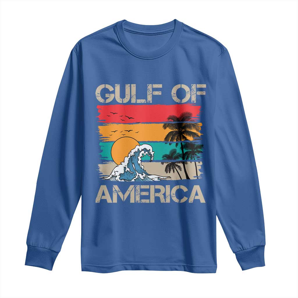 Gulf Of USA Long Sleeve Shirt Funny Beach Summer Vacation Retro Vintage TS10 Royal Blue Print Your Wear