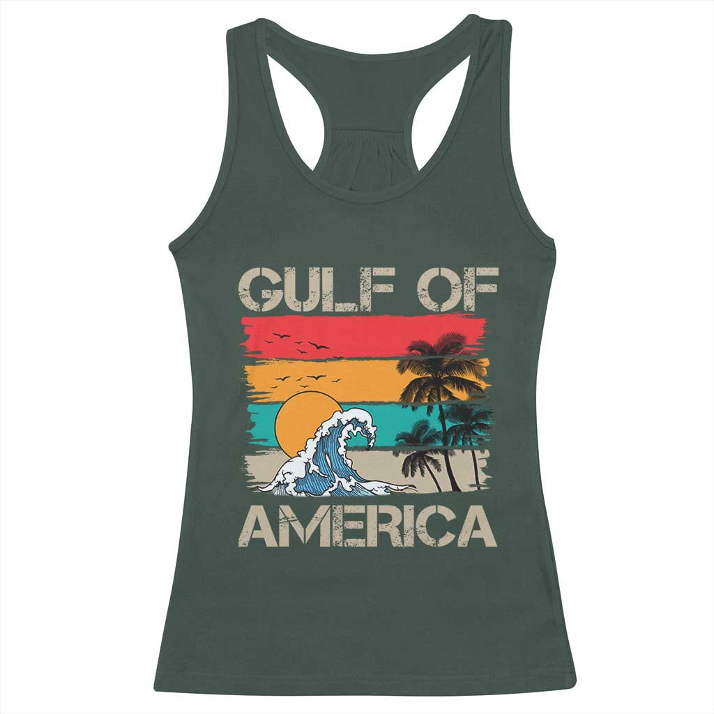 Gulf Of USA Racerback Tank Top Funny Beach Summer Vacation Retro Vintage TS10 Dark Forest Green Print Your Wear