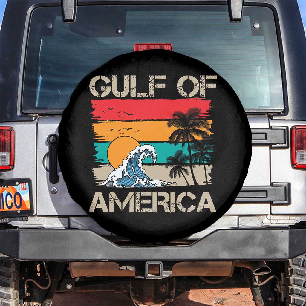 Gulf Of USA Spare Tire Cover Funny Beach Summer Vacation Retro Vintage TS10 No hole Black Print Your Wear