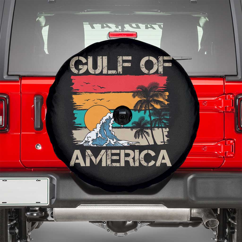 Gulf Of USA Spare Tire Cover Funny Beach Summer Vacation Retro Vintage TS10 Black Print Your Wear
