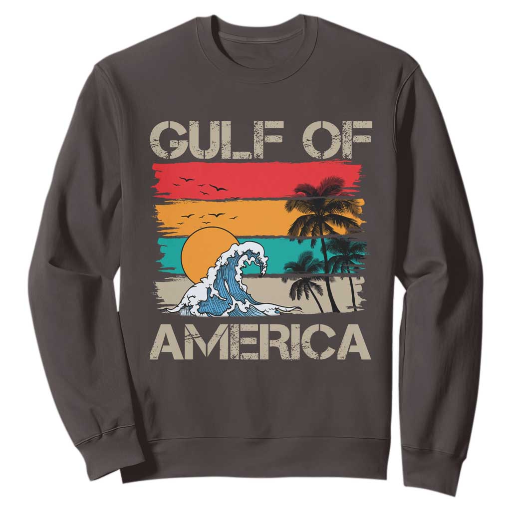 Gulf Of USA Sweatshirt Funny Beach Summer Vacation Retro Vintage TS10 Dark Chocolate Print Your Wear