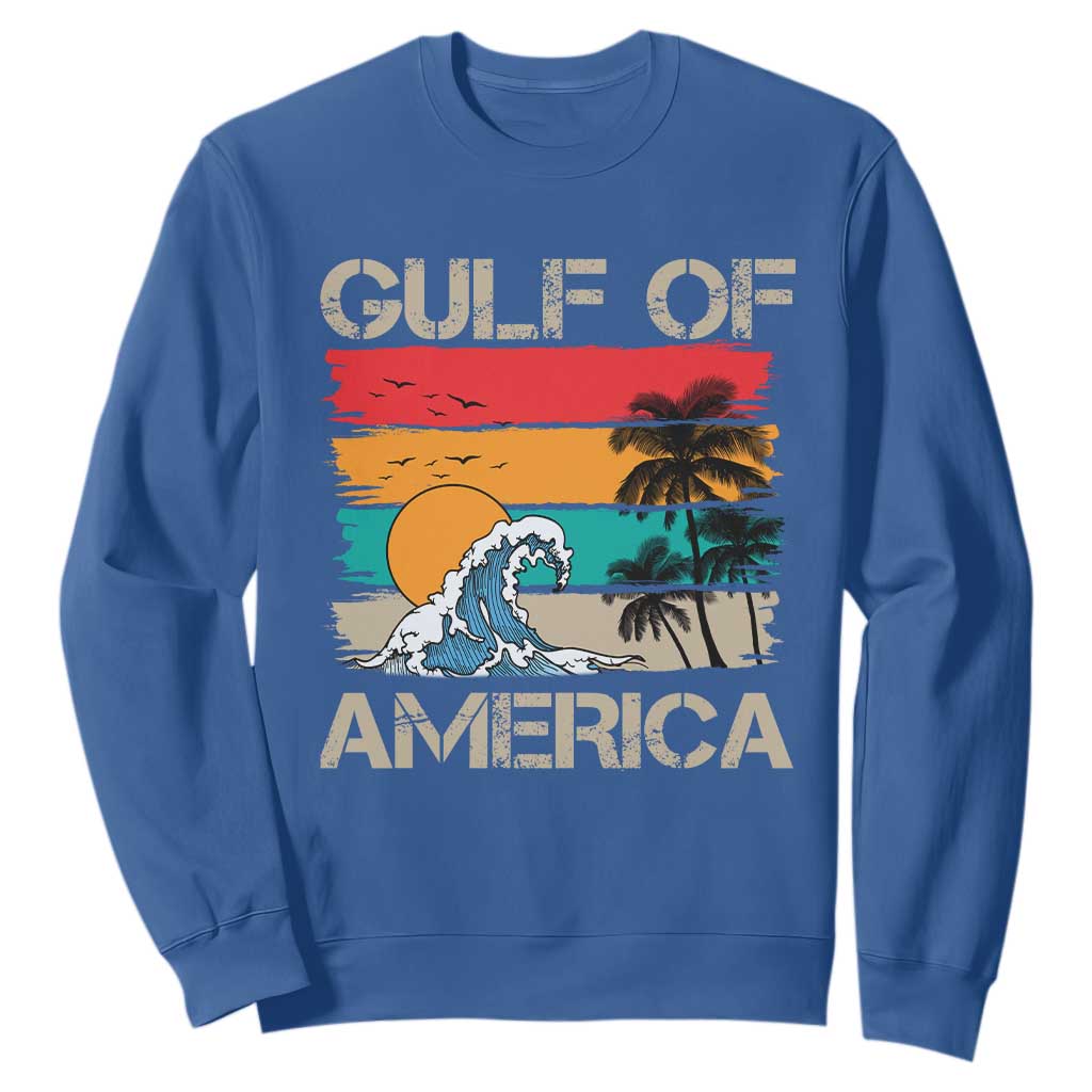 Gulf Of USA Sweatshirt Funny Beach Summer Vacation Retro Vintage TS10 Royal Blue Print Your Wear