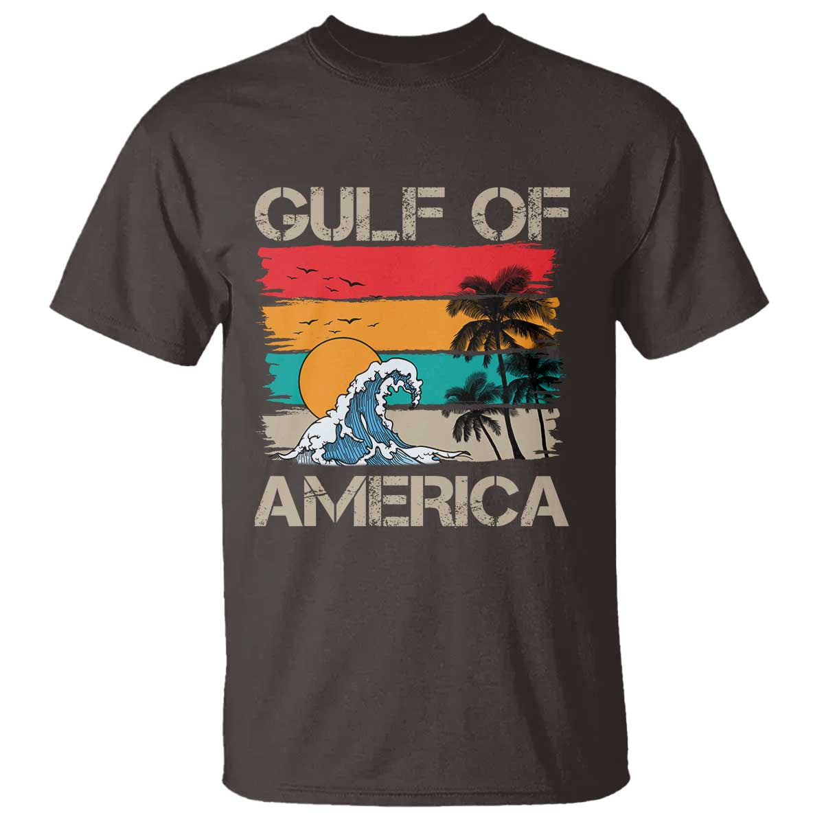 Gulf Of USA T Shirt Funny Beach Summer Vacation Retro Vintage TS10 Dark Chocolate Print Your Wear