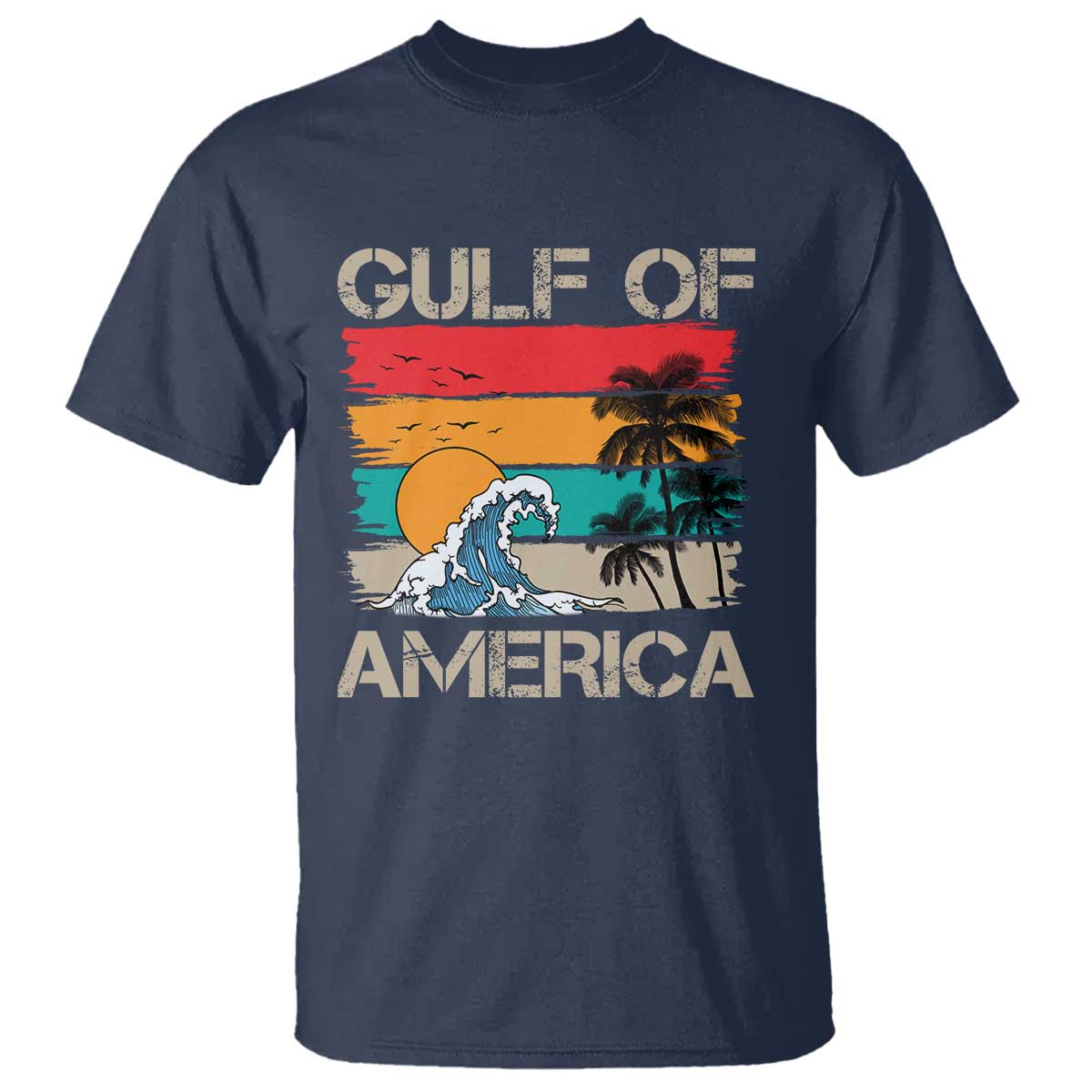 Gulf Of USA T Shirt Funny Beach Summer Vacation Retro Vintage TS10 Navy Print Your Wear