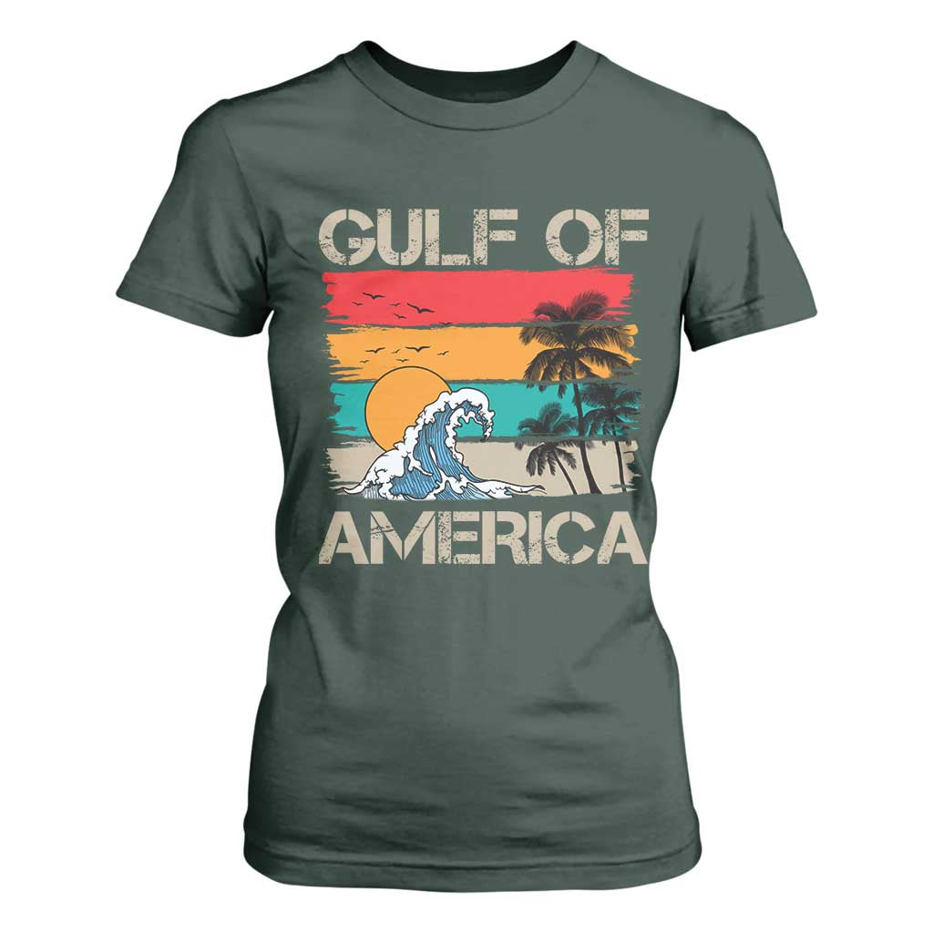 Gulf Of USA T Shirt For Women Funny Beach Summer Vacation Retro Vintage TS10 Dark Forest Green Print Your Wear