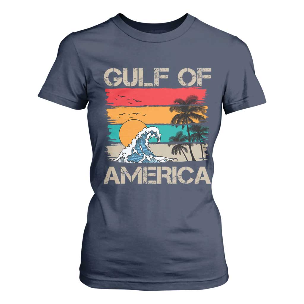 Gulf Of USA T Shirt For Women Funny Beach Summer Vacation Retro Vintage TS10 Navy Print Your Wear