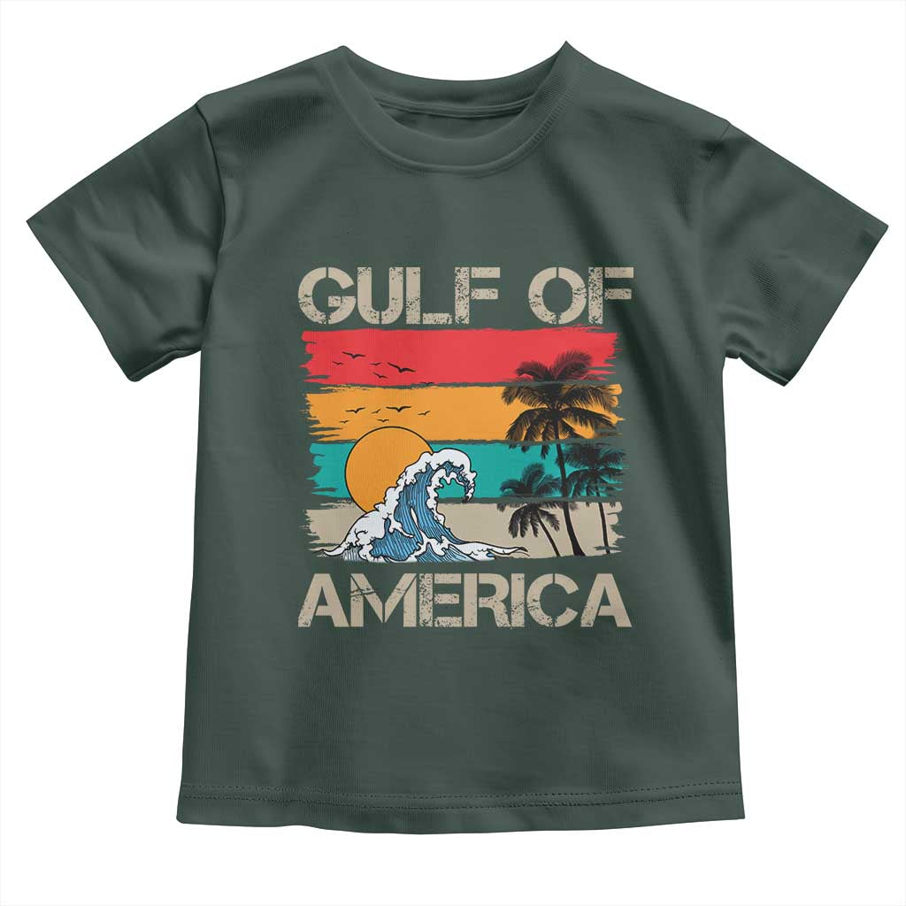 Gulf Of USA Toddler T Shirt Funny Beach Summer Vacation Retro Vintage TS10 Dark Forest Green Print Your Wear