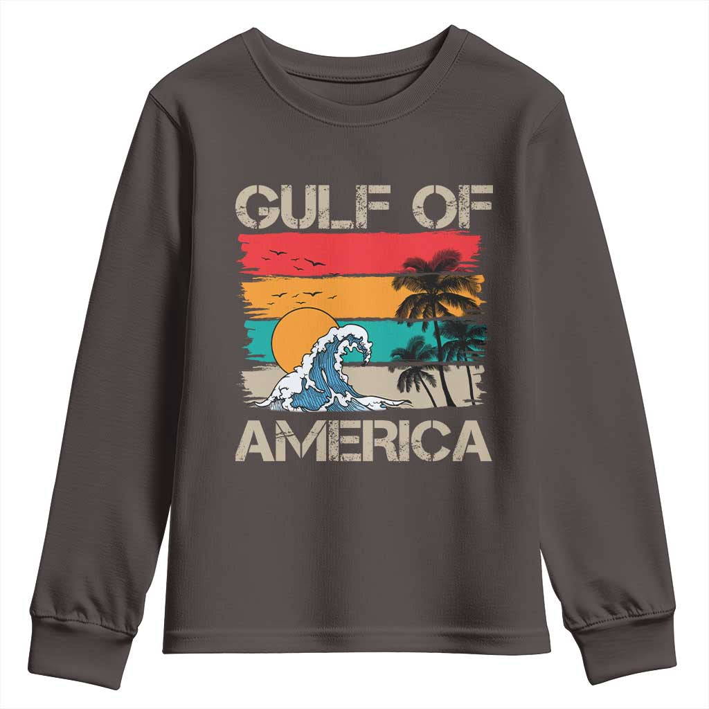 Gulf Of USA Youth Sweatshirt Funny Beach Summer Vacation Retro Vintage TS10 Dark Chocolate Print Your Wear